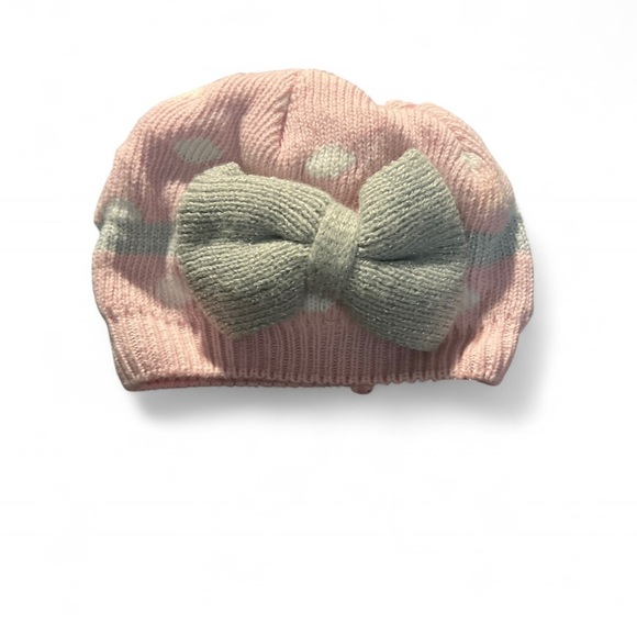 Pink and Gray Kids Bow Hat - Picture 1 of 3